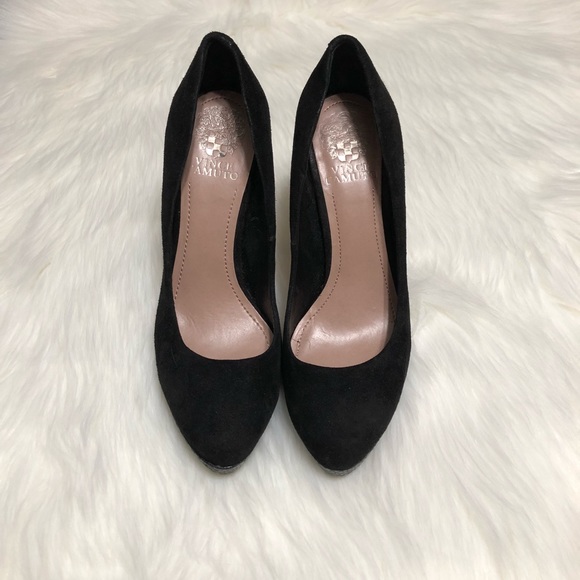 Vince Camuto Black Suede Snakeskin Platforms Sz 8 - Picture 2 of 7